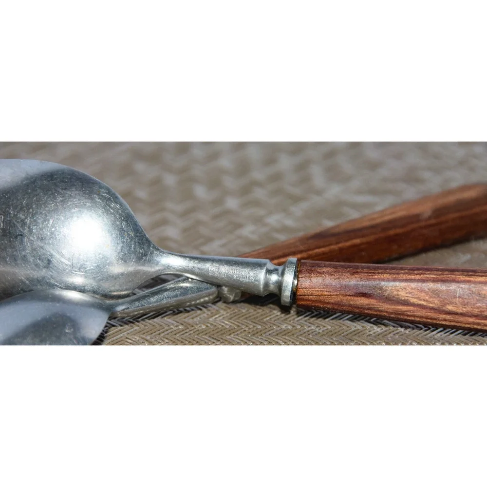 Roberson MCM Rosewood Handles Stainless Steel Flatware Soup Spoon & Teaspoon